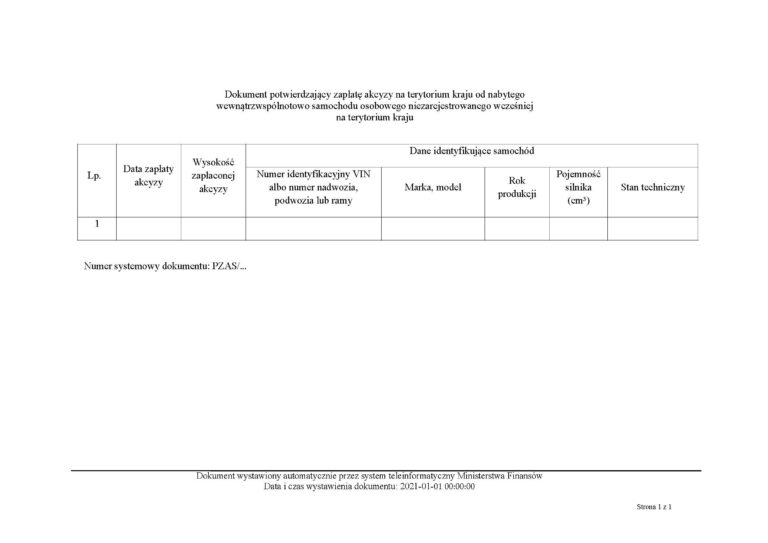 Potwierdzenie zapłaty akcyzy Akcyza AKCUS przez